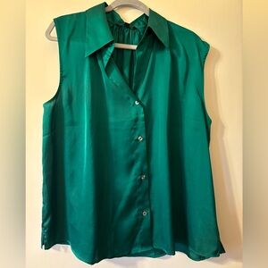 Banana Republic Emerald Green Sleeveless Blouse (XL)